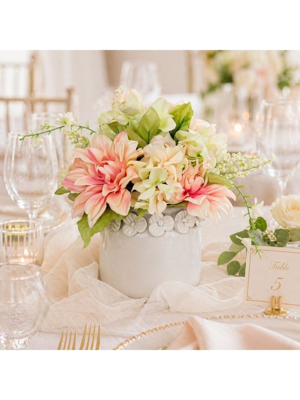 Faux Floral Arrangement Wedding Centerpiece Bridal Shower Mothers Day Gift